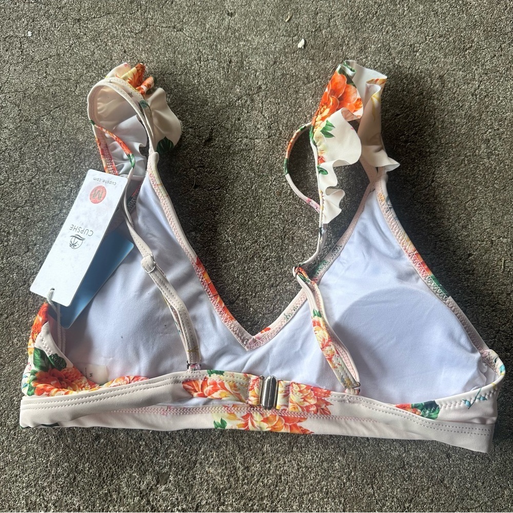 Cupshe Floral Ruffle Triangle Bikini Top - Picture 2 of 4